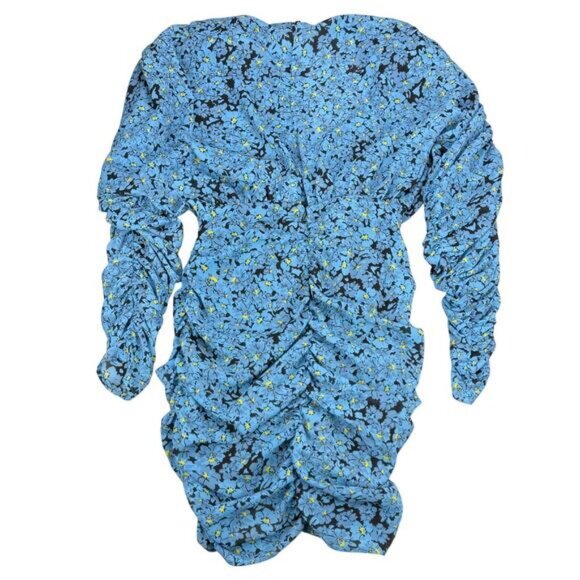 L'ACADEMIE The Nicoletta Ruched Blue Floral Mini Dress Sz Small - Picture 8 of 8